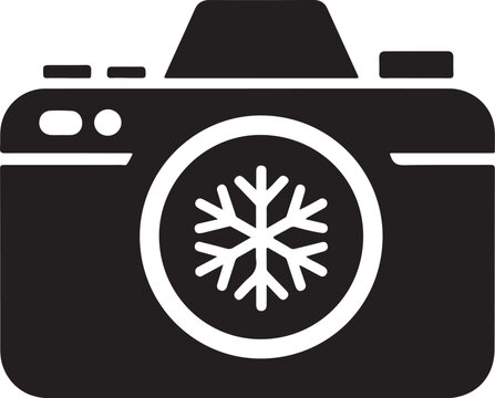 Camera with snowflake app icon for winter photography