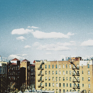 new york city skyline old vintage poster print buildings and city