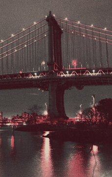 new york city skyline old vintage poster print buildings and city