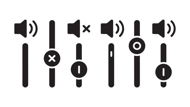 Vertical audio volume slider controls with mute and sound adjustment icons for dashboard.