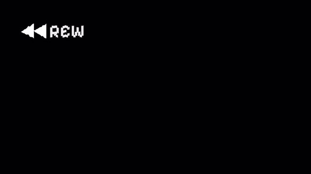 Rew VHS tape with Distorted Signal Glitch, Old vhs rewind icon looping.4K video