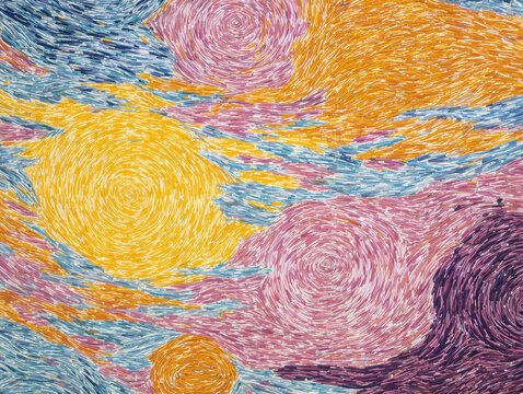Abstract artwork texture swirl pattern colorful background painting with vibrant spiral motion and dynamic energy flow