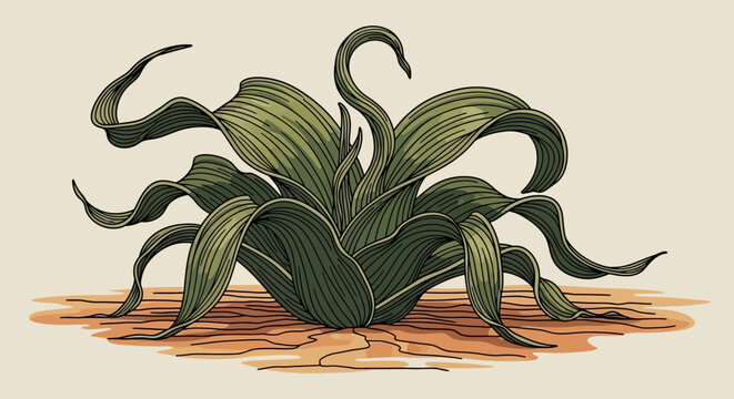 Surreal Plant with Swan Neck Silhouette, Organic Abstract Design
