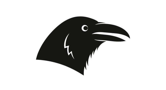 Black Crow Head Silhouette Icon Vector Illustration