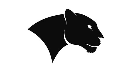 Black Panther Silhouette Head, Fierce Predator, Wild Cat Logo, Isolated © heri