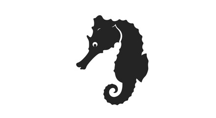 Black Seahorse Silhouette on White Background © heri