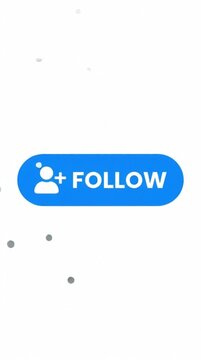 Blue Social Media Follow Button With User Icon Web. A blue rounded rectangle button for social media with a follow prompt
