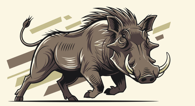 Warthog Running - Stylized Illustration