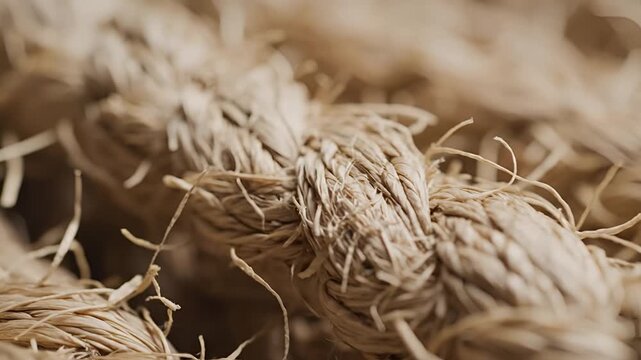 Closeup Macro Shot of Natural Fiber Rope Texture.