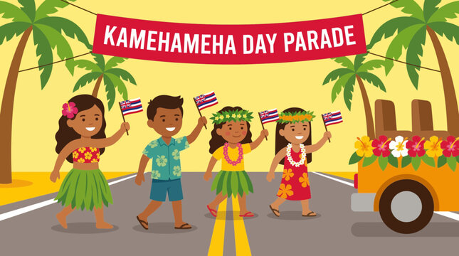 Kamehameha Day Kids Parade Children Hawaiian Costume