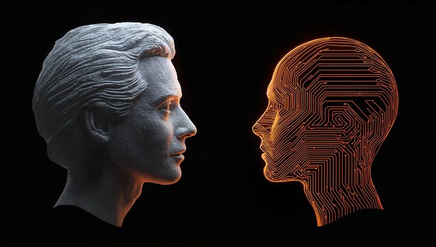 Conceptual white porcelain and neon amber profile for digital generation gap