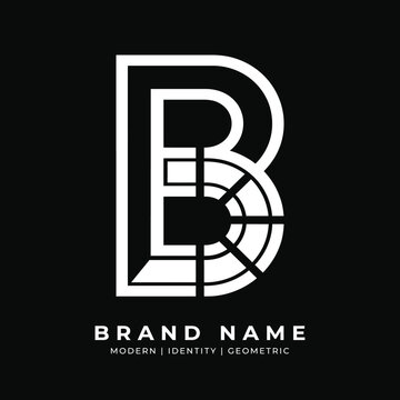 Elegant Modern Geometric BL Monogram Logo Design. Abstract White Initial B and L Lettermark on Black Background
