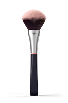 Black powder makeup brush. Transparent background. 3D render.