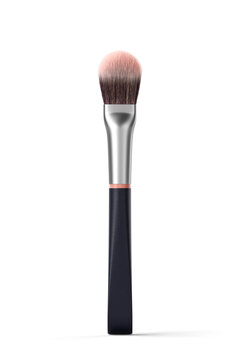 Black blush cosmetic brush. Transparent background. 3D render.