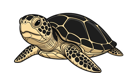 Hawksbill Sea Turtle Illustration - Endangered Marine Reptile © sulton