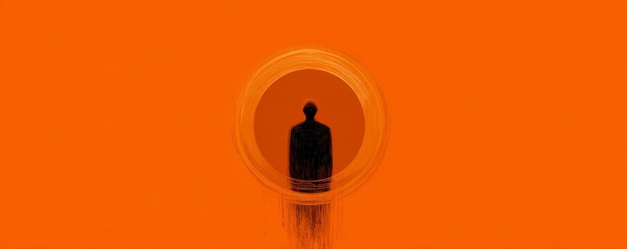 Silhouette of Figure Against Orange Backdrop