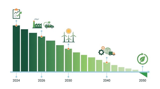 Flat Vector Corporate Carbon Neutral Roadmap &ndash; Scope 1-2-3 Emissions Reduction Targets 2030-2050