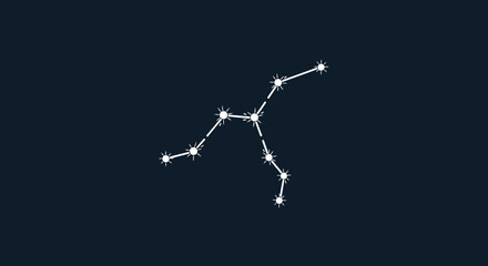 Abstract constellation graphic with glowing stars on dark blue background © aldi