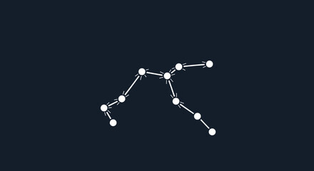 Abstract constellation network graphic, connecting dots and arrows on dark background © aldi