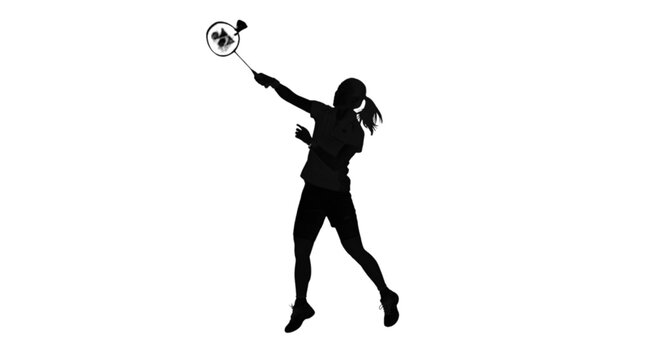 Woman playing with frisbee silhouette style