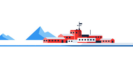 Arctic Research Station Flat Design Vector Illustration © aldi