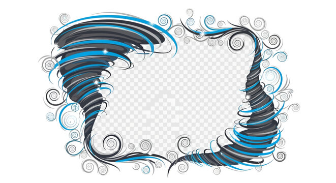 Abstract Swirling Tornado Frame with Blue and Grey Brush Strokes