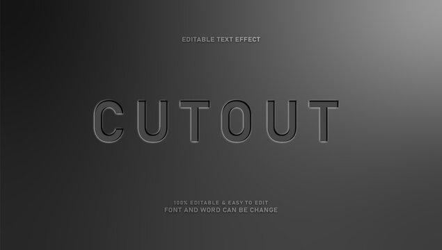 Cutout text effect, editable engraved text style on dark grey background