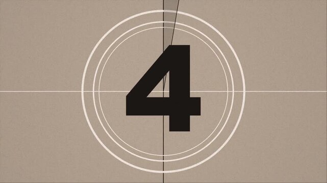 Vintage Film Countdown Leader from 8 to 1 with Aged Textures, Retro Movie Intro, Scratched Film Grain, Cinematic Reel Markings, Old Cinema Overlay, Sepia Analog Aesthetic 4k video