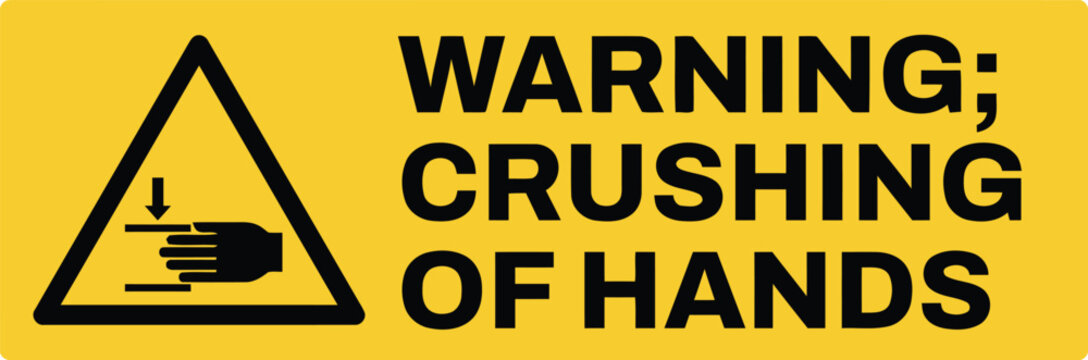 Warning Crushing of Hands Safety Sign Industrial Hazard Icon