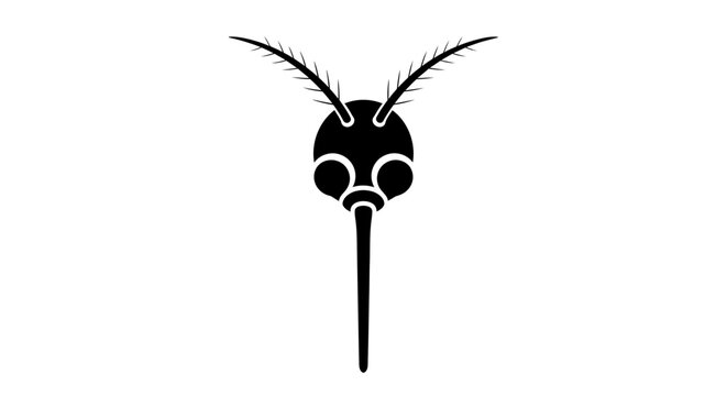 Mosquito Head Silhouette Icon Vector - Insect Pest Symbol