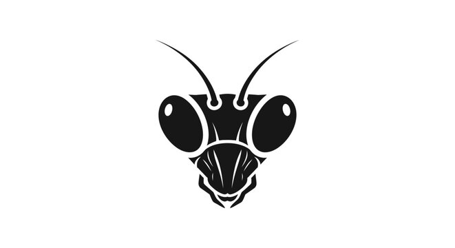 Praying Mantis Head Silhouette Icon, Insect Symbol, Vector Art