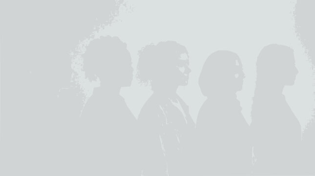Diverse women silhouettes in profile, unity, strength, and community concept, grey background