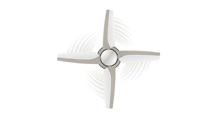 Fototapeta premium Industrial Gray Propeller with White Blades on White Background