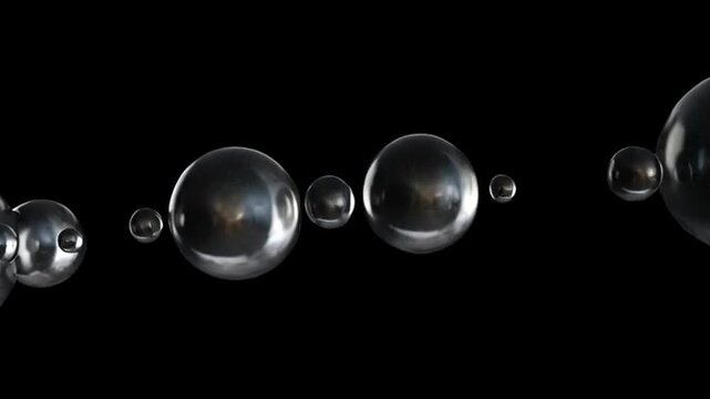 Spheres Linked in Formation on Black for Space Exploration