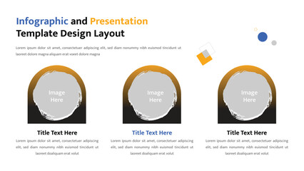 Fototapeta premium Modern infographic presentation template with three image placeholders and abstract geometric elements