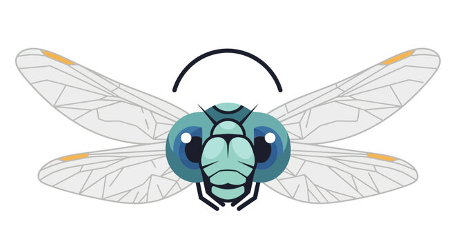 Stylized Dragonfly Head and Wings - Vector Illustration