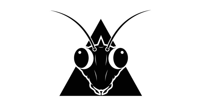 Stylized Praying Mantis Head Silhouette Icon with Triangle