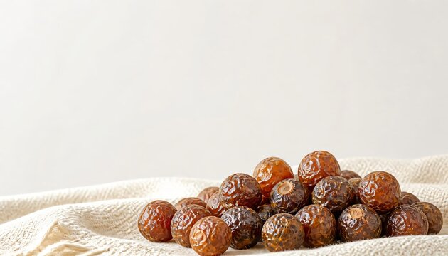 Sun Dried Golden Amber Reetha Soapnut Pods on Khadi Cloth