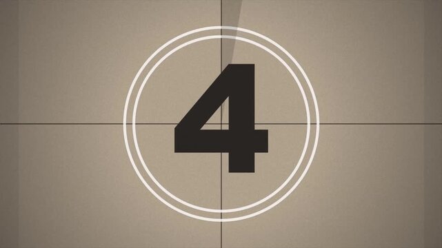 Vintage Film Countdown Leader with Number 8 to 2, Retro Movie Reel Markings, Aged Texture Overlay, Cinematic Grain, Scratchy Film Look, Antique Cinema Aesthetic, Old Film Header 4k video