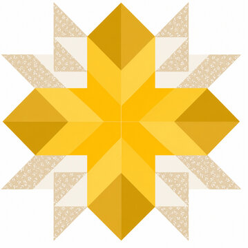 Golden Sun Quilt Star Vector Illustration