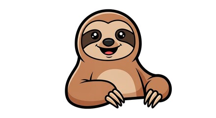 Obraz premium Cute Smiling Cartoon Sloth Illustration.