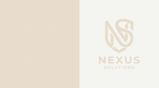 Nexus Solutions Logo Design - Modern Shield Emblem with Abstract 'NS' Initials