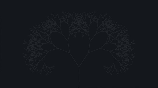Abstract fractal tree pattern on dark background, intricate branching structure, digital art