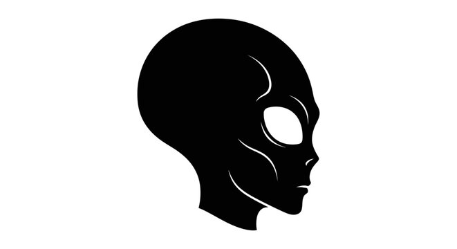 Alien Head Silhouette, Extraterrestrial Being Profile, Sci-Fi Concept