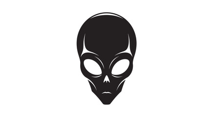 Black alien head silhouette, extraterrestrial, ufo, space, science fiction concept © Rifky