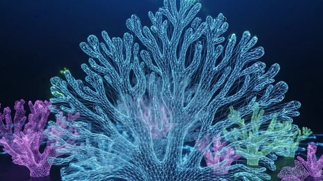 Glowing Neon Coral Reef - Underwater Bioluminescent Marine Life