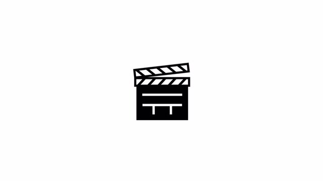 Movie clapper board animation with alpha channel in 4k., deleted scenes and retake words on film slate for uncut footage, mistake, bloopers, outtakes movie on transparent background