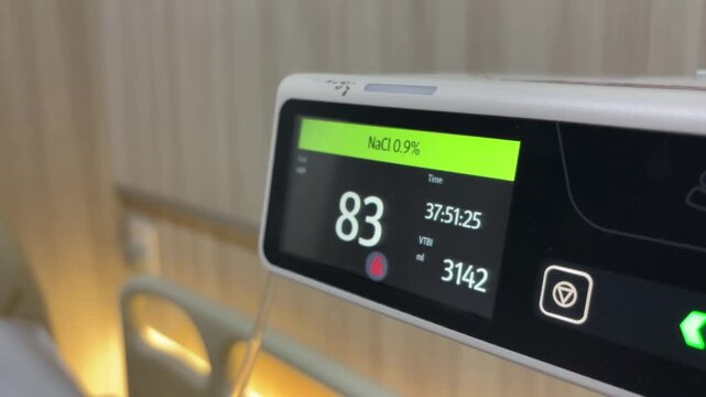 Medical Monitor: Showing vital signs, with focus on NaCL, close up shot of a modern medical monitor in a medical setting.