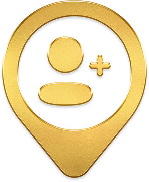 Add user invite new member join register gold pin metallic app icon