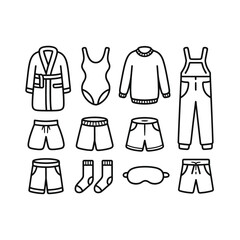 Fototapeta premium Collection of simple line of clothing